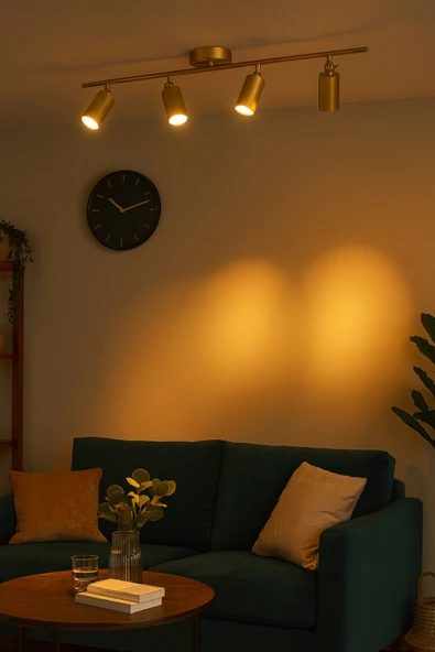 LEGACY Spoti 4'Lü Eskitme Renk (GÜN IŞIĞI) Modern Tasarım Salon - Mutfak - Banyo Spot Ledli Sıralı Avize - Resim 5