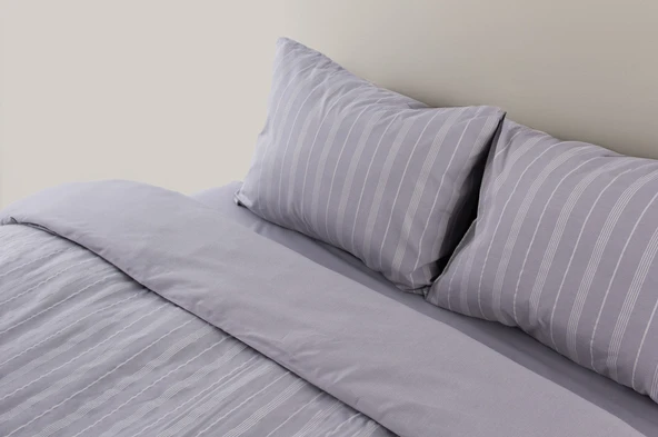 Sleeptown Keten Görünümlü Armürlü Pamuk Nevresim Takımı Gri-Bej / 160x220 Tek Kişilik-200x220 Çift Kişilik - 3