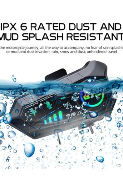 ﻿y10 2x Motosiklet Kask İntercom Çift Eşleşme Rgb Işıklı Bluetooth Kulaklık 5,3 - Resim 5