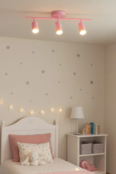 LEGACY Spoti 3'Lü Pembe Renk (GÜN IŞIĞI) Modern Tasarım Salon - Mutfak - Banyo Spot Ledli Sıralı Avize - Resim 3