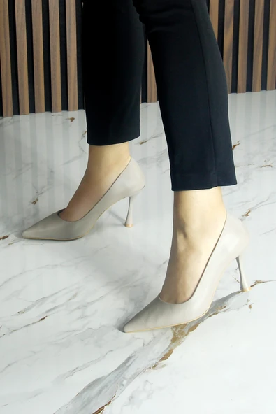 Erkan Saçmacı Suzanna Vizon Hakiki Dana Derisi Sivri Burun Klasik İnce Topuklu Ayakkabı - 5