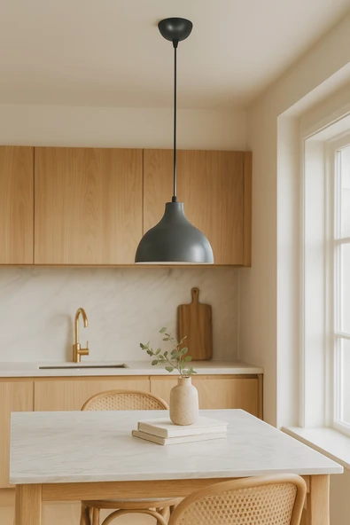 LEGACY Rima Antrasit Renk Modern Tasarım Metal Sıvama Mutfak - Cafe - Salon - Hol Tekli Sarkıt Avize ürün görseli