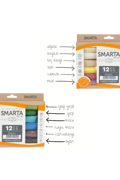 Smarta Polimer Kil Hava ile Kuruyan Modelleme Hamuru Basic Seti 12x25gr - 5