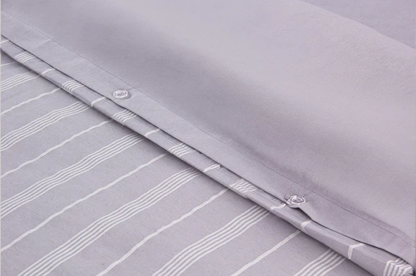 Sleeptown Keten Görünümlü Armürlü Pamuk Nevresim Takımı Gri-Bej / 160x220 Tek Kişilik-200x220 Çift Kişilik - 5