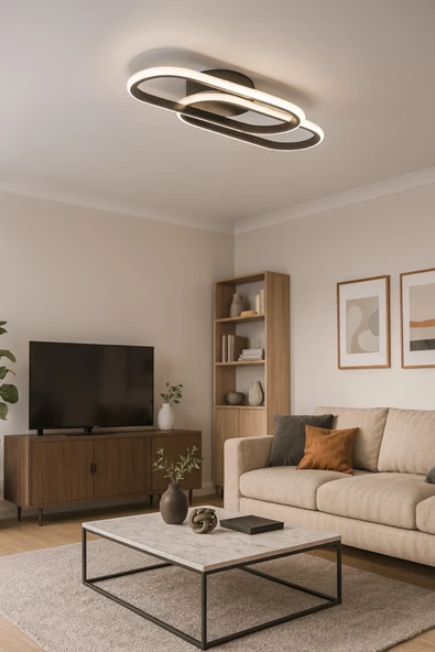 LEGACY Zzez Gri Renk Modern Tasarım Beyaz Ledli Cafe - Mutfak - Salon 2 Li Led Avize - Resim 3