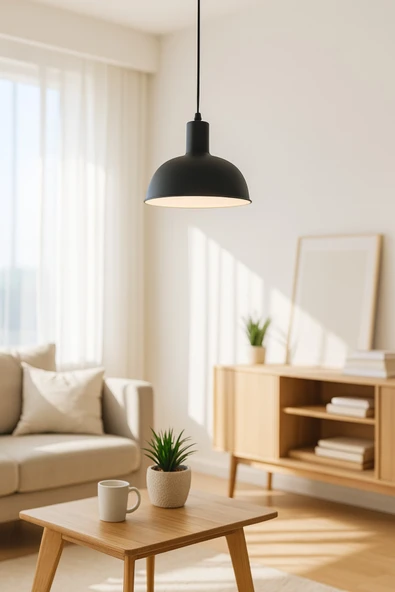 LEGACY Luna Siyah içi Beyaz Renk Modern Tasarım Metal Cafe - Mutfak Tekli Avize ürün görseli