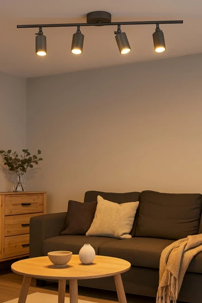 LEGACY Spoti 4'Lü Antrasit Renk (GÜN IŞIĞI) Modern Tasarım Salon - Mutfak - Banyo Spot Ledli Sıralı Avize ürün görseli