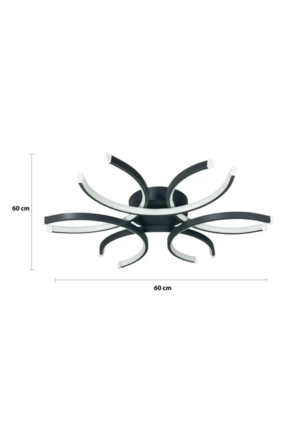 LEGACY Levora Antrasit Renk Modern Tasarım - Salon - Mutfak - Yatak Odası Beyaz Işıklı Led Avize - Resim 2