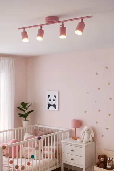 LEGACY Spoti 4'Lü Pembe Renk (GÜN IŞIĞI) Modern Tasarım Salon - Mutfak - Banyo Spot Ledli Sıralı Avize - Resim 3