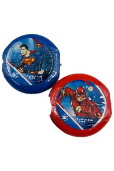 Bubblegum Dc bubble gum sakız Superman ve Flash Lisanslı karakterli Tape Metre Sakız Avantaj Paket - 2