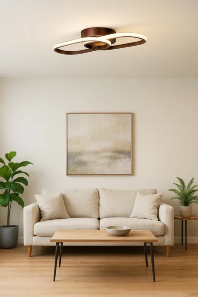 LEGACY Zzez Kahverengi Modern Tasarım Beyaz Ledli Cafe - Mutfak - Salon 2 Li Led Avize ürün görseli