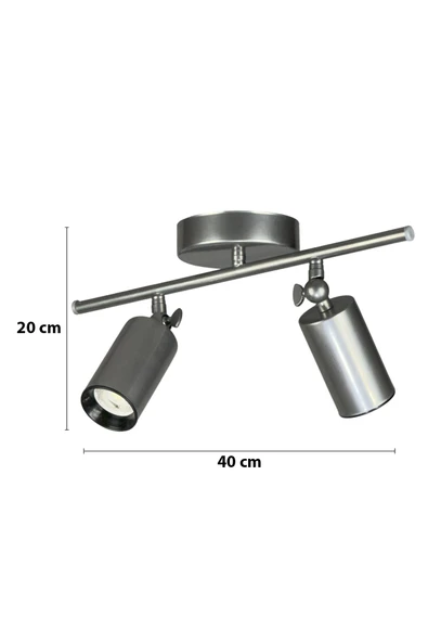 LEGACY Spoti 2'Li Gri Renk (GÜN IŞIĞI) Modern Tasarım Cafe - Mutfak - Banyo Spot Ledli Sıralı Avize - Resim 2