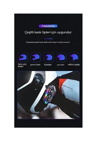 Y20 Motor Kurye Kask Kulaklık Rgb Modlu Bluetooth Motosiklet Kulaklık 5.3 Bluetooth Interkom - Resim 4