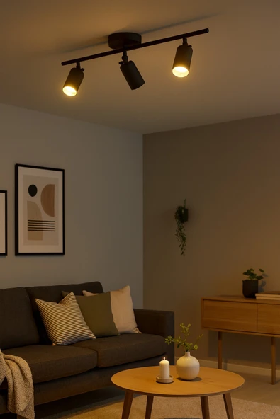 LEGACY Spoti 3'Lü Siyah Renk (GÜN IŞIĞI) Modern Tasarım Salon - Mutfak - Banyo Spot Ledli Sıralı Avize ürün görseli