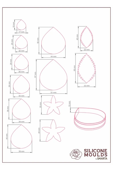 Smarta Silikon Kalıp-çiçekler:gül&yaprak - 2