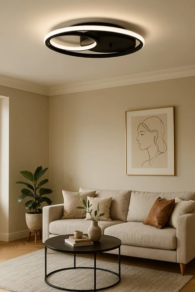 LEGACY Okka Siyah Renk Modern Tasarım Yemek Masası Üstü - Mutfak - Salon Beyaz Led 2 Li Avize ürün görseli