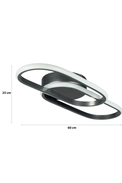 LEGACY Zzez Gri Renk Modern Tasarım Beyaz Ledli Cafe - Mutfak - Salon 2 Li Led Avize - Resim 2