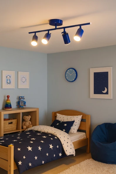 LEGACY Spoti 4'Lü Mavi Renk (GÜN IŞIĞI) Modern Tasarım Salon - Mutfak - Banyo Spot Ledli Sıralı Avize ürün görseli