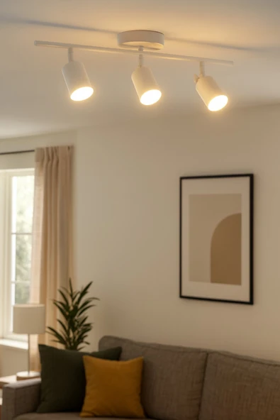 LEGACY Spoti 3'Lü Beyaz Renk (GÜN IŞIĞI) Modern Tasarım Salon - Mutfak - Banyo Spot Ledli Sıralı Avize ürün görseli