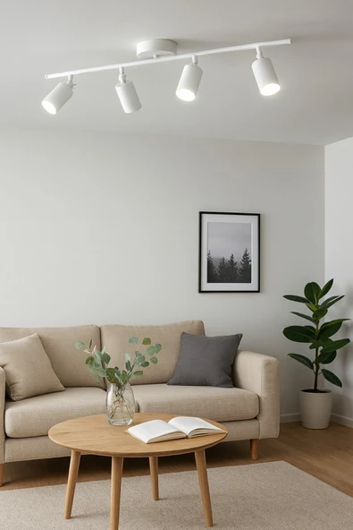 LEGACY Spoti 4'Lü Beyaz Renk (BEYAZ IŞIK) Modern Tasarım Salon - Mutfak - Banyo Spot Ledli Sıralı Avize - Resim 3