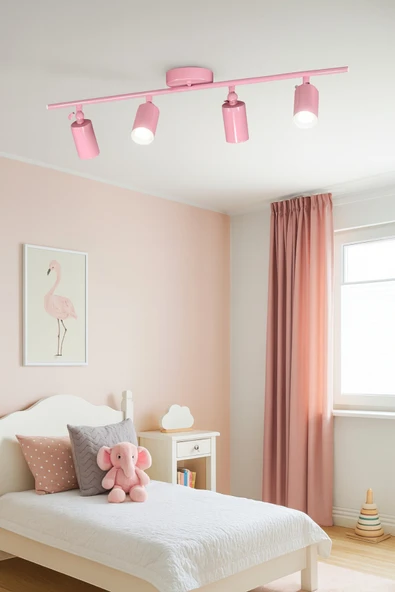 LEGACY Spoti 4'Lü Pembe Renk (BEYAZ IŞIK) Modern Tasarım Salon - Mutfak - Banyo Spot Ledli Sıralı Avize ürün görseli