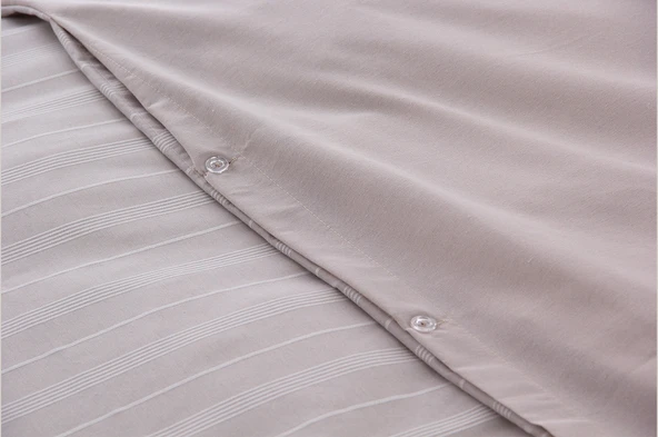 Sleeptown Keten Görünümlü Armürlü Pamuk Nevresim Takımı Gri-Bej / 160x220 Tek Kişilik-200x220 Çift Kişilik - 11