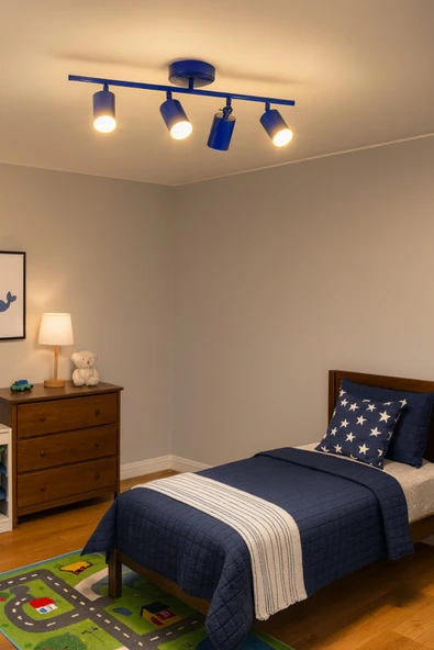 LEGACY Spoti 4'Lü Mavi Renk (GÜN IŞIĞI) Modern Tasarım Salon - Mutfak - Banyo Spot Ledli Sıralı Avize - Resim 3