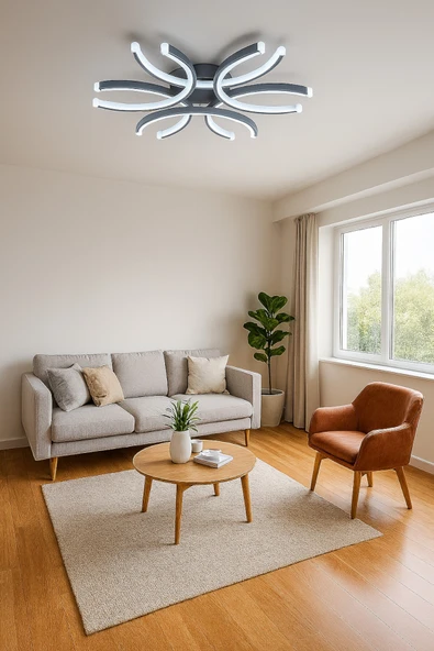 LEGACY Levora Antrasit Renk Modern Tasarım - Salon - Mutfak - Yatak Odası Beyaz Işıklı Led Avize ürün görseli