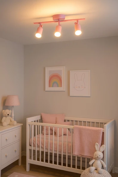 LEGACY Spoti 3'Lü Pembe Renk (GÜN IŞIĞI) Modern Tasarım Salon - Mutfak - Banyo Spot Ledli Sıralı Avize - Resim 5