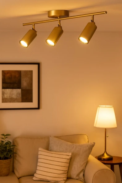 LEGACY Spoti 3'Lü Eskitme Renk (GÜN IŞIĞI) Modern Tasarım Salon - Mutfak - Banyo Spot Ledli Sıralı Avize - Resim 5