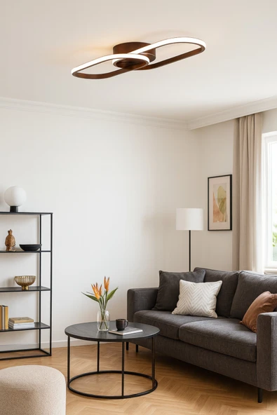 LEGACY Zzez Kahverengi Modern Tasarım Beyaz Ledli Cafe - Mutfak - Salon 2 Li Led Avize - Resim 3