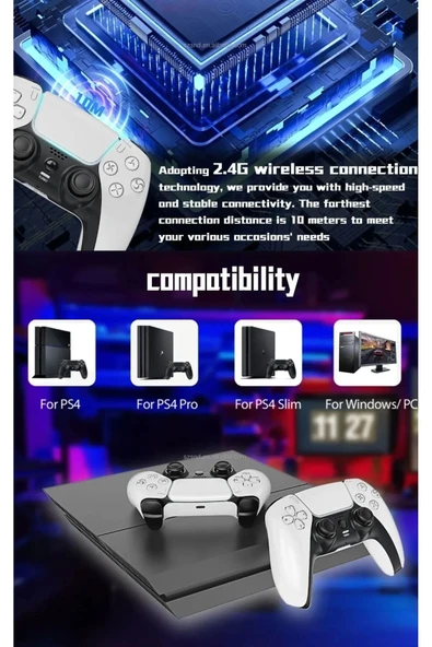 P4 Plus Bluetooth Titreşimli Ps4/ps5 Uyumlu Pc Telefon Joystick Kablosuz Oyun Kolu - Resim 4
