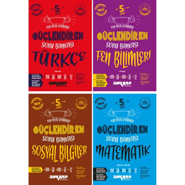 5. Sınıftürkçe - Matematik - Fen - Sosyal Güçlendiren Soru Bankası 4 Kitap ürün görseli 1