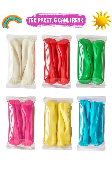MomClay 6 Renkli Doğal Oyun Hamuru - 4