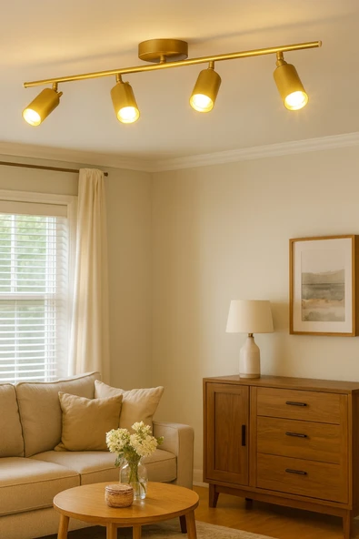 LEGACY Spoti 4'Lü Eskitme Renk (GÜN IŞIĞI) Modern Tasarım Salon - Mutfak - Banyo Spot Ledli Sıralı Avize - Resim 3