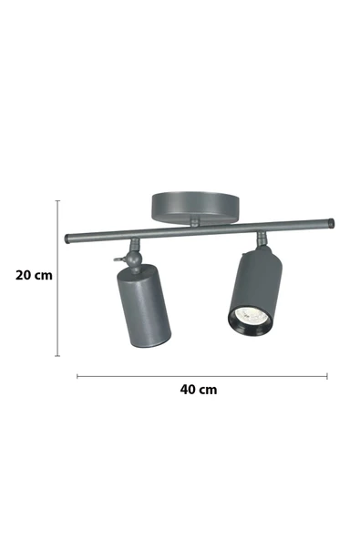 LEGACY Spoti 2'Li Antrasit Renk (GÜN IŞIĞI) Modern Tasarım Cafe - Mutfak - Banyo Spot Ledli Sıralı Avize - Resim 2