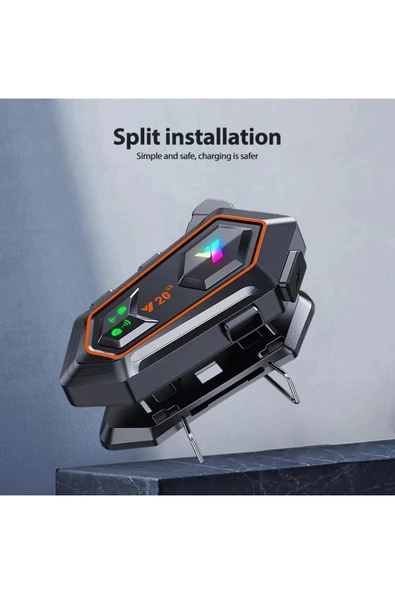 Y20 2x 1000m Telsiz Mesafeli 2 Kişi Bağlantılı Bluetooth Kask Kulaklık Fenerli İntercom - Resim 4