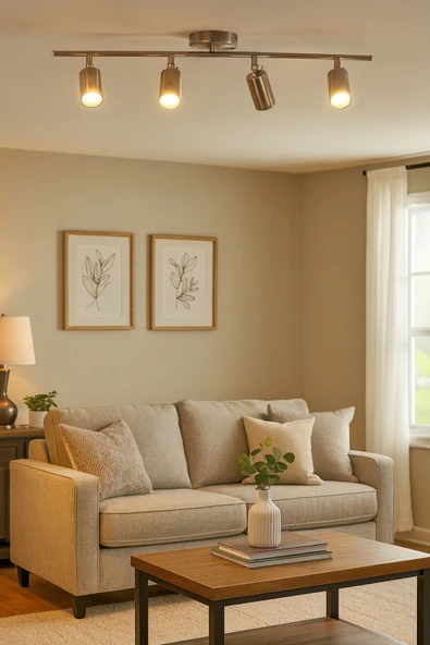 LEGACY Spoti 4'Lü Gri Renk (GÜN IŞIĞI) Modern Tasarım Salon - Mutfak - Banyo Spot Ledli Sıralı Avize - Resim 3