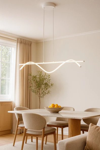 LEGACY Eclipse Beyaz Renk Modern Tasarım Beyaz Ledli Cafe - Mutfak - Salon 2 Li Led Avize ürün görseli