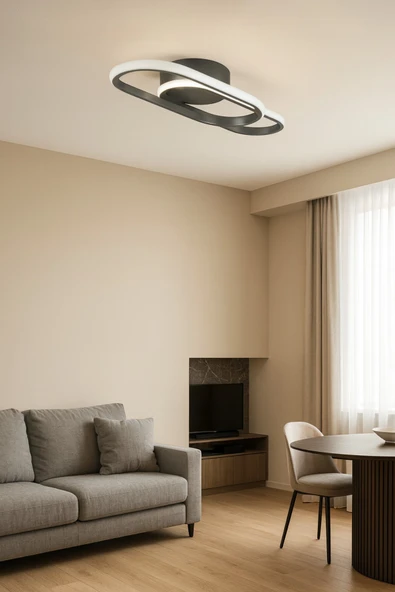 LEGACY Zzez Gri Renk Modern Tasarım Beyaz Ledli Cafe - Mutfak - Salon 2 Li Led Avize ürün görseli