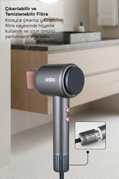 Sinbo SHD-1717 BLDC Saç Kurutma Makinesi-Koyu Gri - Resim 6