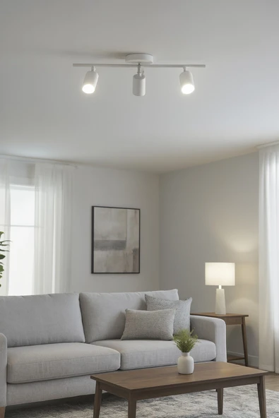 LEGACY Spoti 3'Lü Beyaz Renk (BEYAZ IŞIK) Modern Tasarım Salon - Mutfak - Banyo Spot Ledli Sıralı Avize ürün görseli