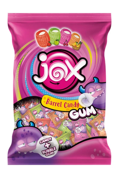 JOX Gum Bonbon Meyve Aromalı Sakız Dolgulu Bonbon Şeker (5 G X200 Adet)