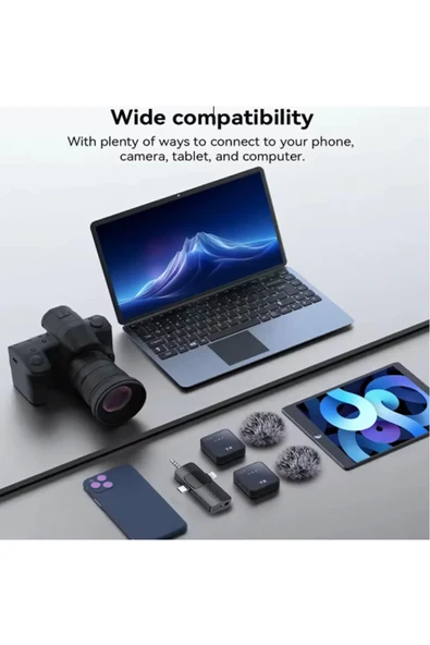 Yüksek Kalite Profesyonel 3 In 1 Kablosuz Taşınabilir Yaka Mikrofonu Tüylü - Resim 6