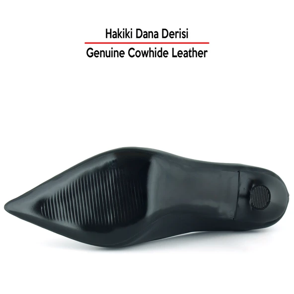 Erkan Saçmacı Suzanna Siyah Hakiki Dana Derisi Sivri Burun Klasik İnce Topuklu Ayakkabı - 9