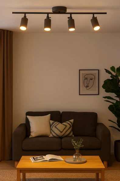 LEGACY Spoti 4'Lü Antrasit Renk (GÜN IŞIĞI) Modern Tasarım Salon - Mutfak - Banyo Spot Ledli Sıralı Avize - Resim 3