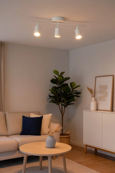 LEGACY Spoti 3'Lü Beyaz Renk (GÜN IŞIĞI) Modern Tasarım Salon - Mutfak - Banyo Spot Ledli Sıralı Avize - Resim 5