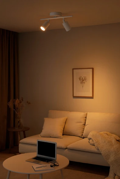 LEGACY Spoti 2'Li Beyaz Renk (GÜN IŞIĞI) Modern Tasarım Cafe - Mutfak - Banyo Spot Ledli Sıralı Avize - Resim 3