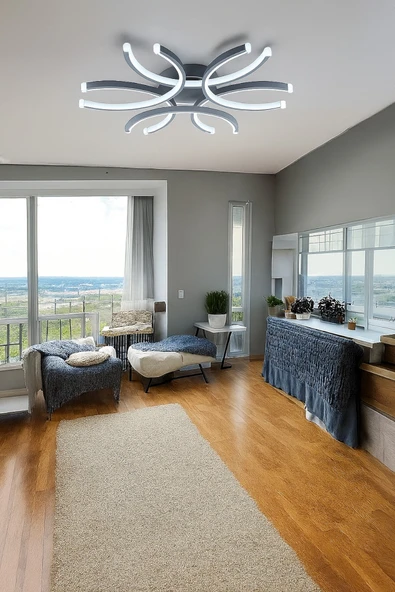 LEGACY Levora Antrasit Renk Modern Tasarım - Salon - Mutfak - Yatak Odası Beyaz Işıklı Led Avize - Resim 3