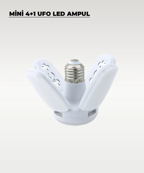30W Mini Pervane 4+1 Kanatlı Ampul 6500K Beyaz Işık - Resim 3